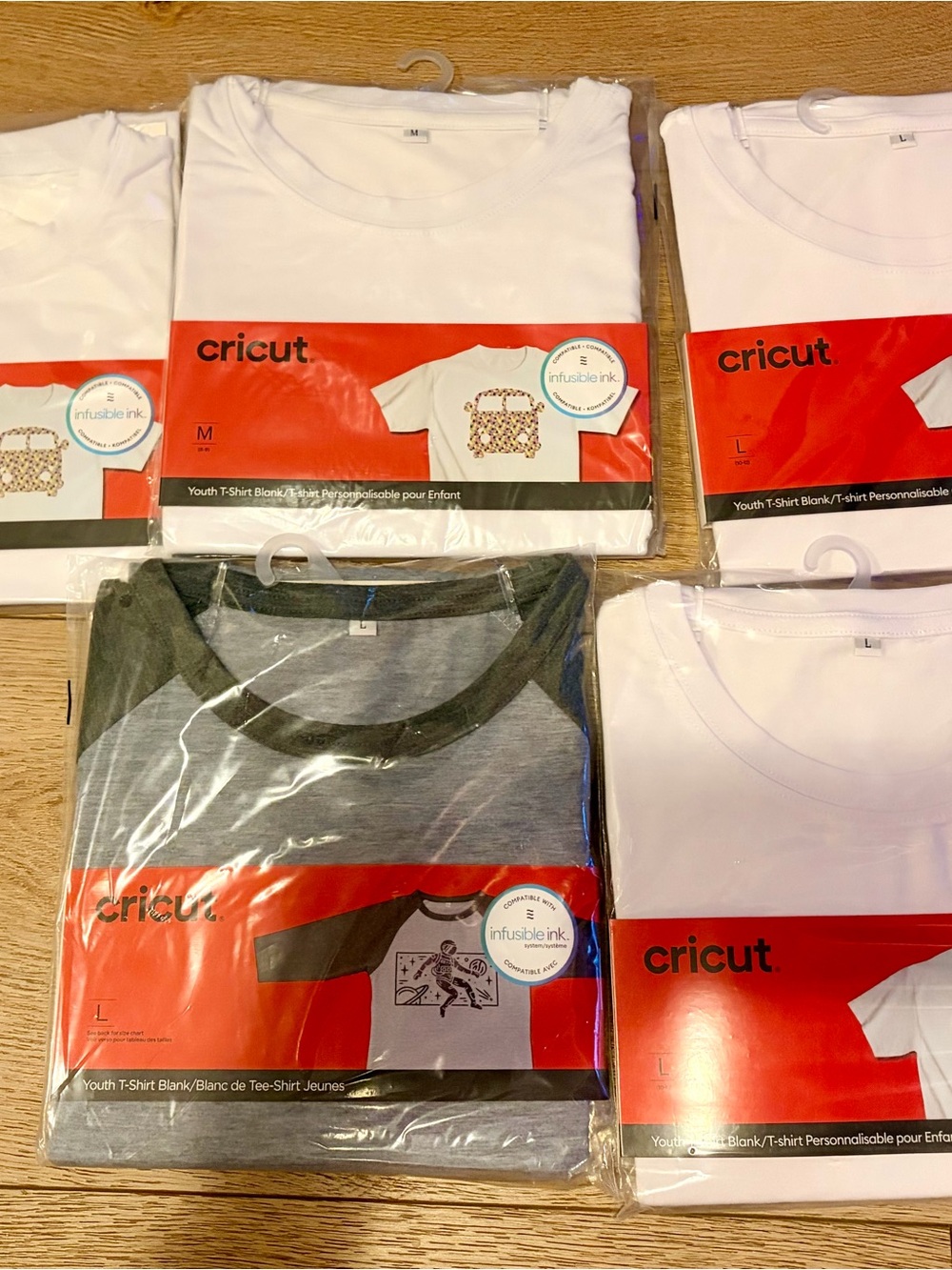 Cricut Kids' White and Gray Raglan Tees - Youth Pack